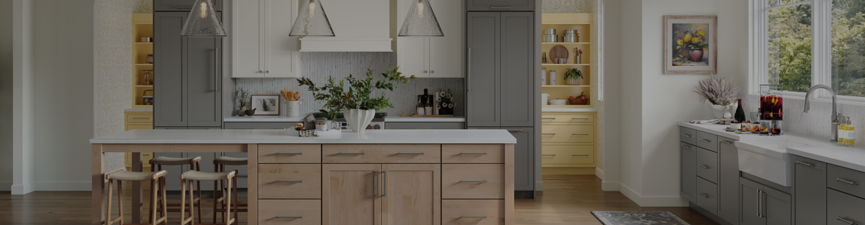 Dream Kitchen with natural, gray, and white cabinetry