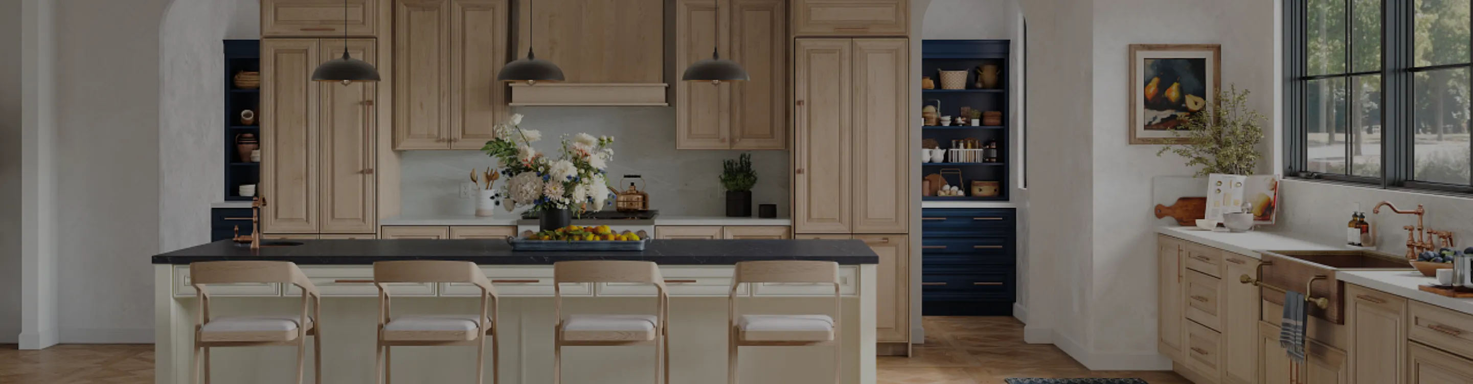 Dream Kitchen with natural, gray, and white cabinetry