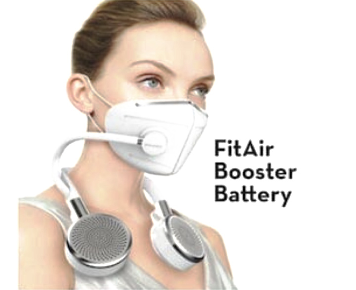 Woman wearing mask and FitAir from AirDog