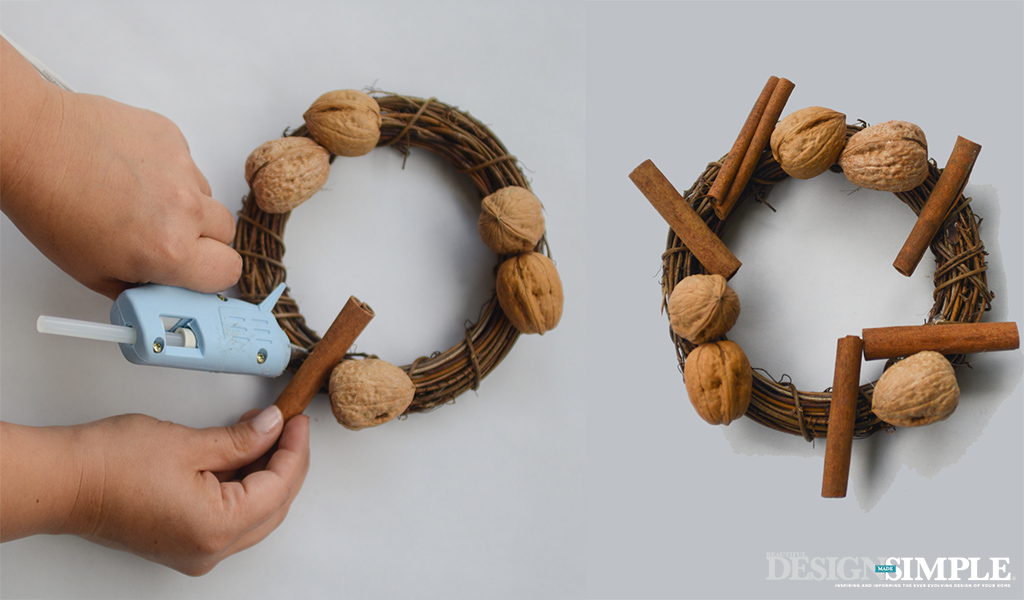 DIY Wreath Step 2 Add Cinnamon Sticks diy home decor